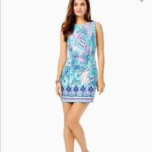 Sleeveless Aqua Floral Shift Dress